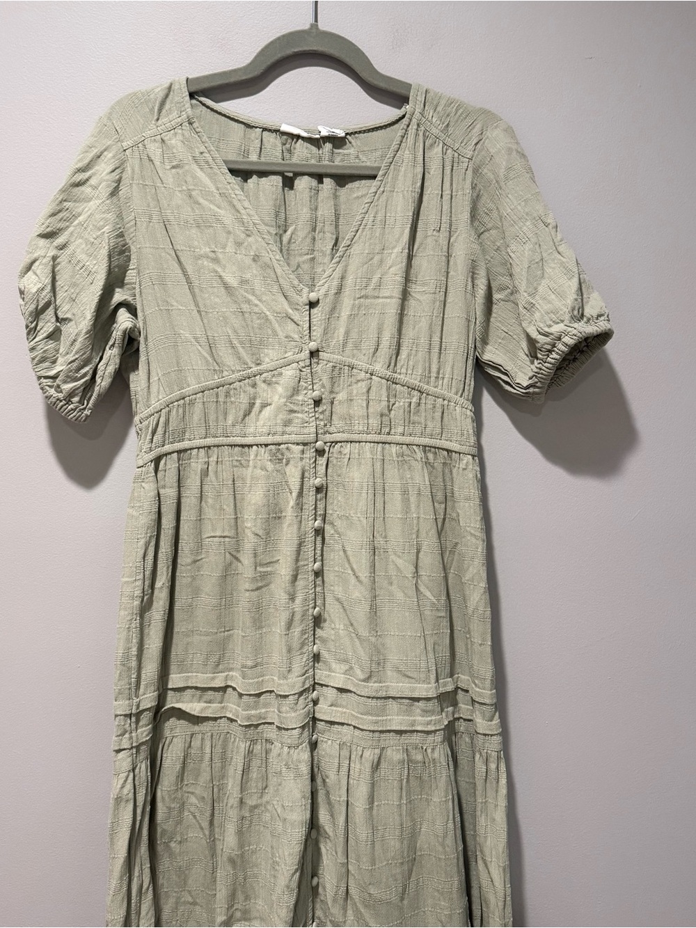 Lucky Brand Green Tiered Ruffle Maxi Dress